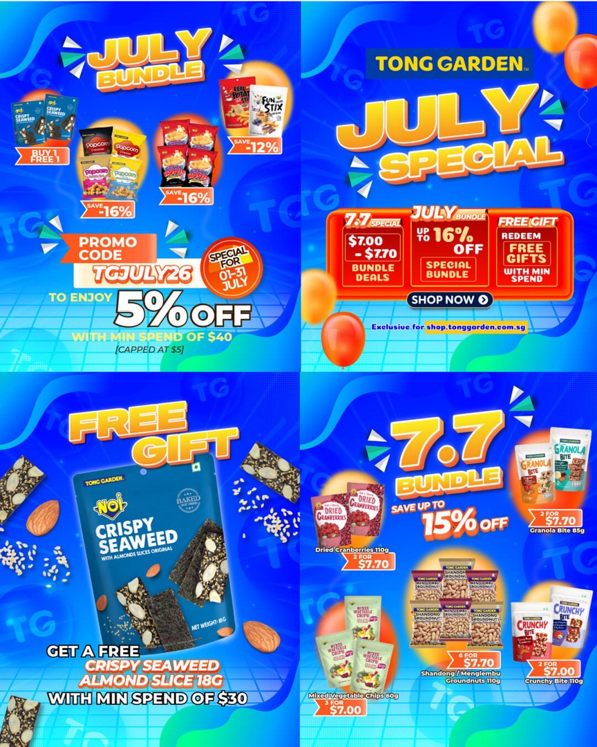 Tong-Garden-Singapore-July-Online-Exclusive-7.7-Promotion 1-31 July 2026: Tong Garden Singapore July Online Exclusive 7.7 Promotion – Extra 5% Off, Deals from $7 and Free Gifts for Online Shoppers