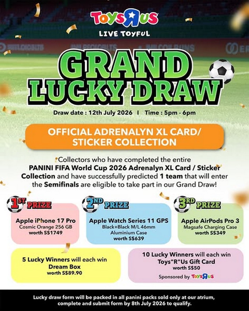 Toys-R-Us-Singapore-Football-Sale-at-HomeTeamNS-Khatib-3 6–12 July 2026: Toys"R"Us Singapore Football Sale at HomeTeamNS Khatib – Up to 80% Off Toys, Deals from $2, Panini Trading Event, Lucky Draw and Live Football Promotion