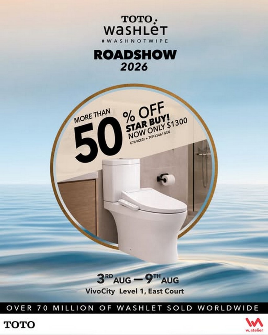W.-Atelier-TOTO-WASHLET-Roadshow-Promotion 3-9 August 2026: W. Atelier TOTO WASHLET Roadshow Promotion with Star Buy Bathroom Bundle at $1,300