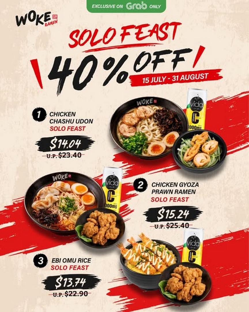 Woke-Ramen-Singapore-40-Off-Solo-Feast-Promotion 15 July–31 August 2026: Woke Ramen Singapore 40% Off Solo Feast Promotion on Grab – Enjoy Delicious Japanese Meals at Great Savings