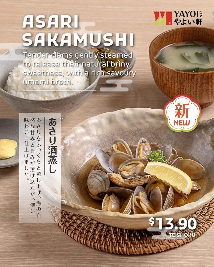 YAYOI-Singapore-Asari-Sakamushi-Promotion-–-Enjoy-30-OFF 13 July 2026 onwards: YAYOI Singapore Asari Sakamushi Promotion – Enjoy 30% OFF New Japanese Teishoku Meal for Members