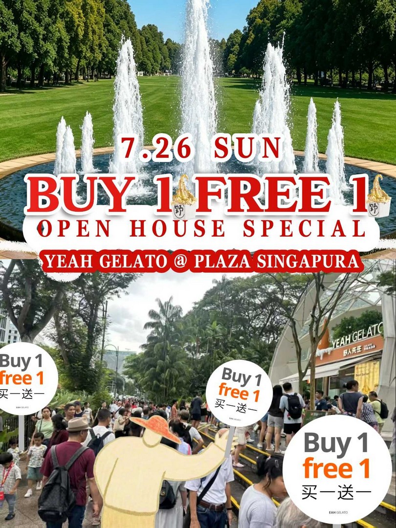 YEAH-GELATO-Singapore-Buy-1-Free-1-Promotion-at-Plaza-Singapura 26 July 2026: YEAH GELATO Singapore Buy 1 Free 1 Promotion at Plaza Singapura – National Day Istana Open House Special Gelato Deal