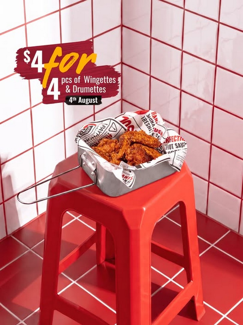 4Fingers-Crispy-Chicken-4-Chicken-Promotion-in-Singapore 4 August 2026 onwards: 4Fingers Crispy Chicken $4 Chicken Promotion in Singapore – Enjoy 4 Wingettes and Drumettes Deal for National Day Celebrations