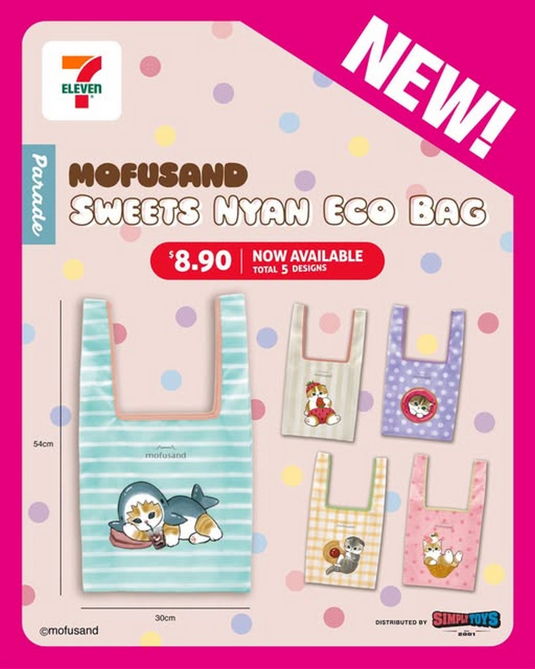 7-Eleven-Singapore-Mofusand-Sweets-Nyan-Eco-Bags-at-8.90 14 August 2026 onwards: 7-Eleven Singapore: Mofusand Sweets Nyan Eco Bags at $8.90 – Collect All 5 Designs: Promotion