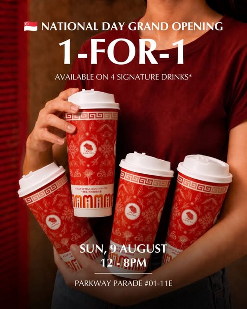 AMACHA-National-Day-Grand-Opening-Promotion 9 August 2026: AMACHA: National Day Grand Opening Promotion with 1-For-1 Signature Drinks and Free Drinks for a Year Giveaway at Parkway Parade