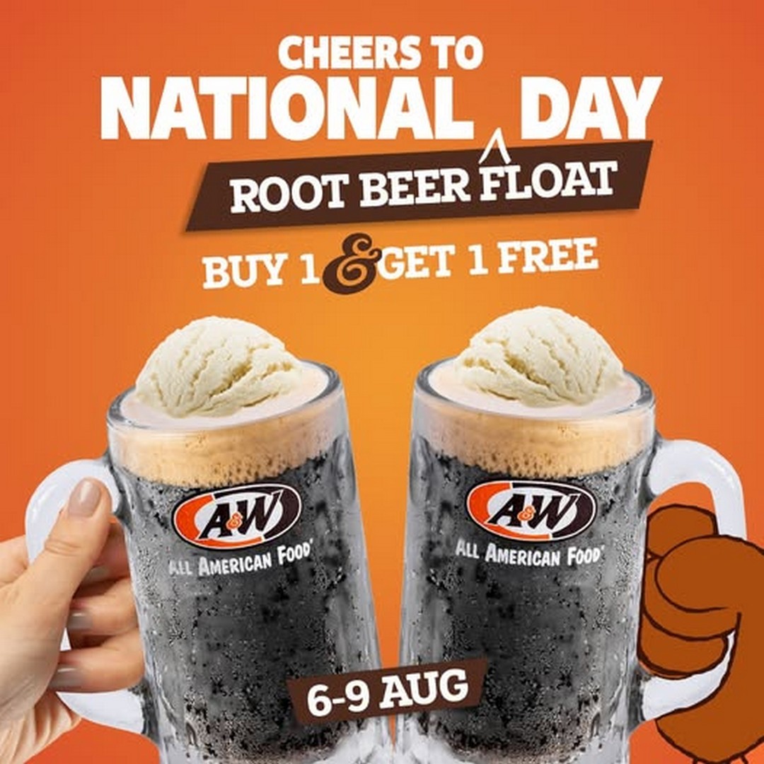 AW-Singapore-Root-Beer-Float-1-for-1-Promotion 6-9 August 2026: A&W Singapore, Root Beer Float 1-for-1 Promotion, National Day Celebration Deal at All Outlets