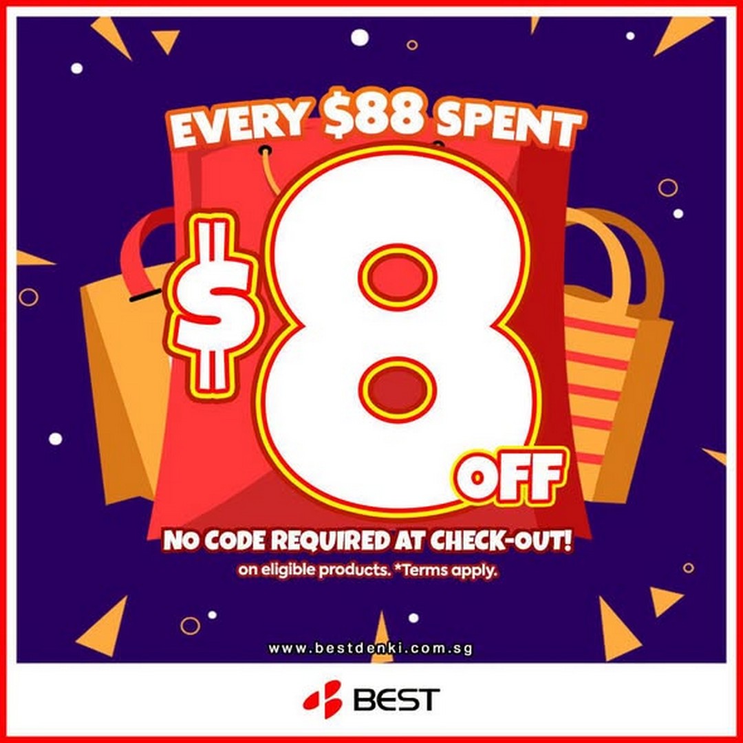 BEST-Denki-Singapore-Online-Exclusive-Lucky-8.8-Savings-Promotion-1 1 August 2026 Onwards: BEST Denki Singapore Online Exclusive Lucky 8.8 Savings Promotion With Up To 70% OFF, Free Delivery And $8 OFF Every $88 Spent