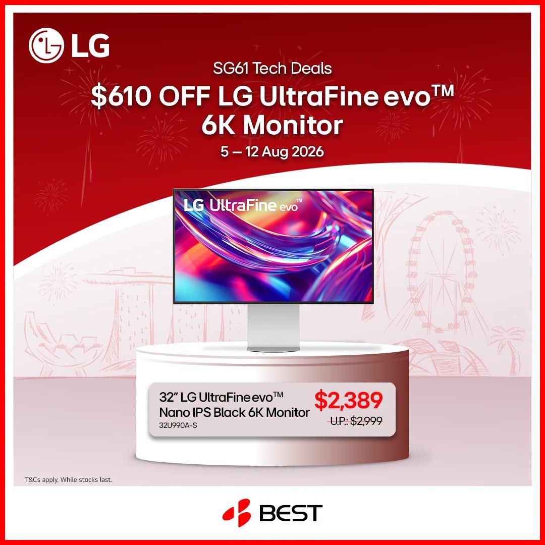 BEST-Denki-Singapore-SG61-Promotion-4 5-12 August 2026: BEST Denki Singapore SG61 Promotion – Save Up to $610 on Selected LG Monitors and Laptops During National Day Sale