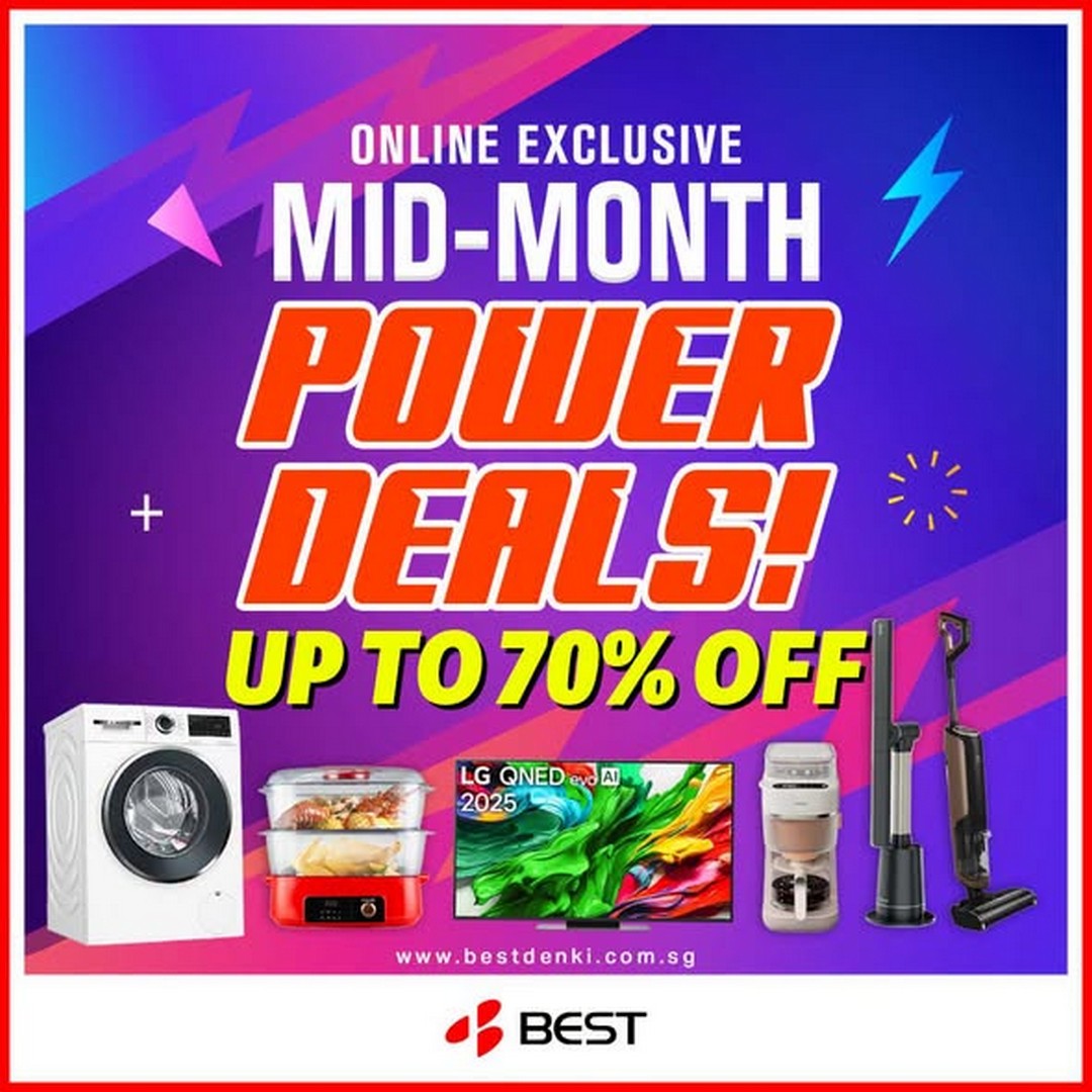 BEST-Denki-Singapore-Up-to-70-Off-Online-Exclusive-Sale 14 August 2026 onwards: BEST Denki Singapore: Up to 70% Off Online Exclusive Sale with Extra $250 Off Power Deals