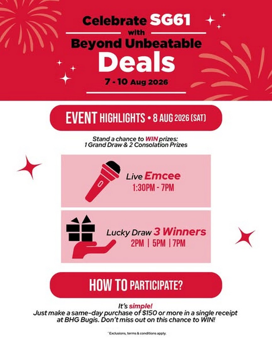 BHG-Singapore-Weekend-Member-Promotion-1 7–10 August 2026: BHG Singapore Weekend Member Promotion at BHG Bugis – Enjoy 20% Off, Double Member Points, Flash Deals and Exclusive Rewards