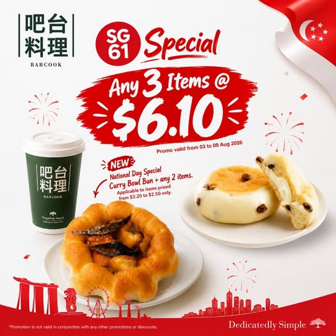 Barcook-Bakery-SG61-National-Day-Special-Promotion 3-9 August 2026: Barcook Bakery: SG61 National Day Special Promotion with Curry Bowl Bun and Selected Items at $6.10