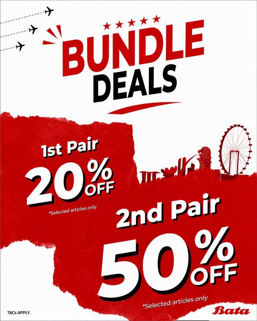 Bata-Singapore-National-Day-Sale Now Till While Stocks Last: Bata Singapore: National Day Sale Promotion With Up To 50% Off Shoes And Deals From Just $9 At IMM