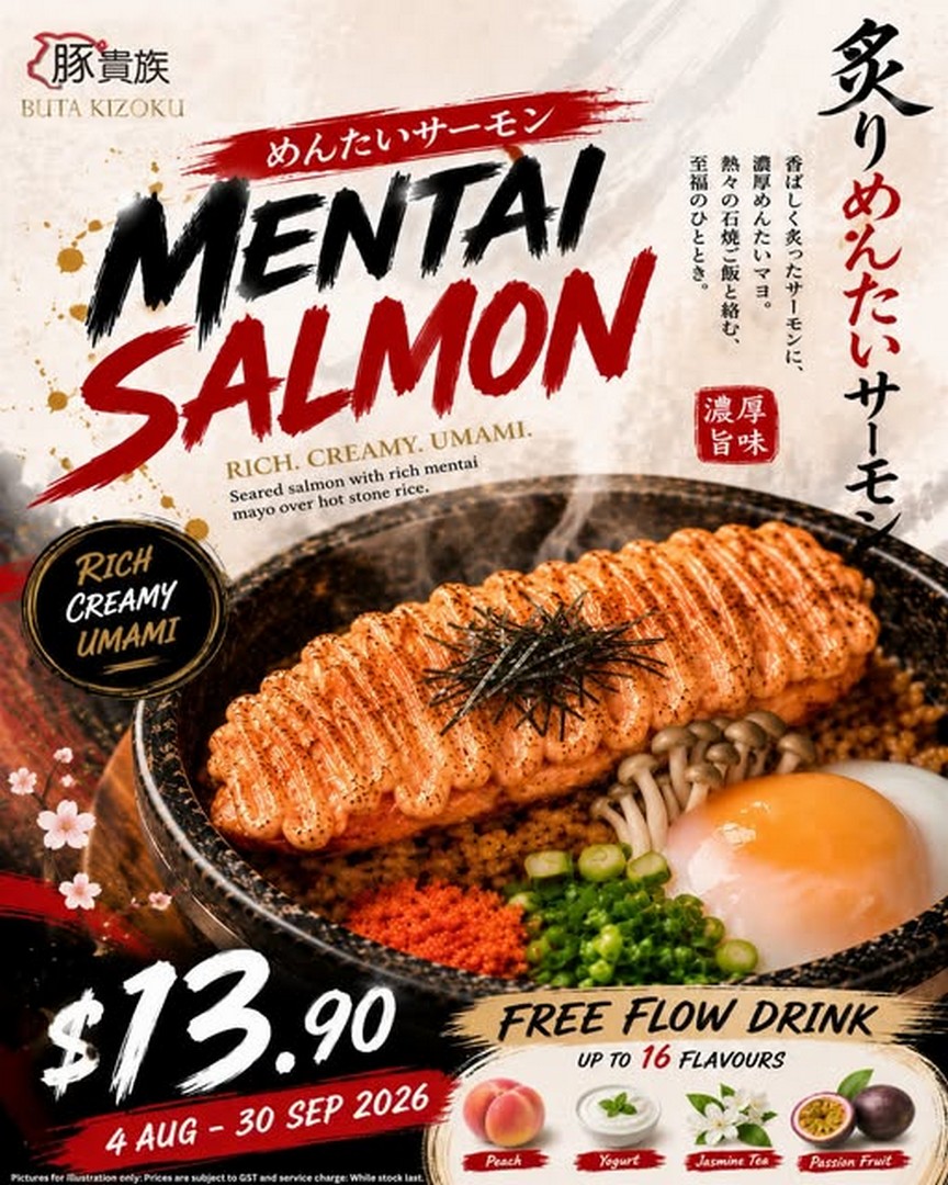 Buta-Kizoku-Mentai-Salmon-Hot-Stone-Don-Promotion 4 August-30 September 2026: Buta Kizoku Mentai Salmon Hot Stone Don Promotion With Free Flow Drinks At Westgate
