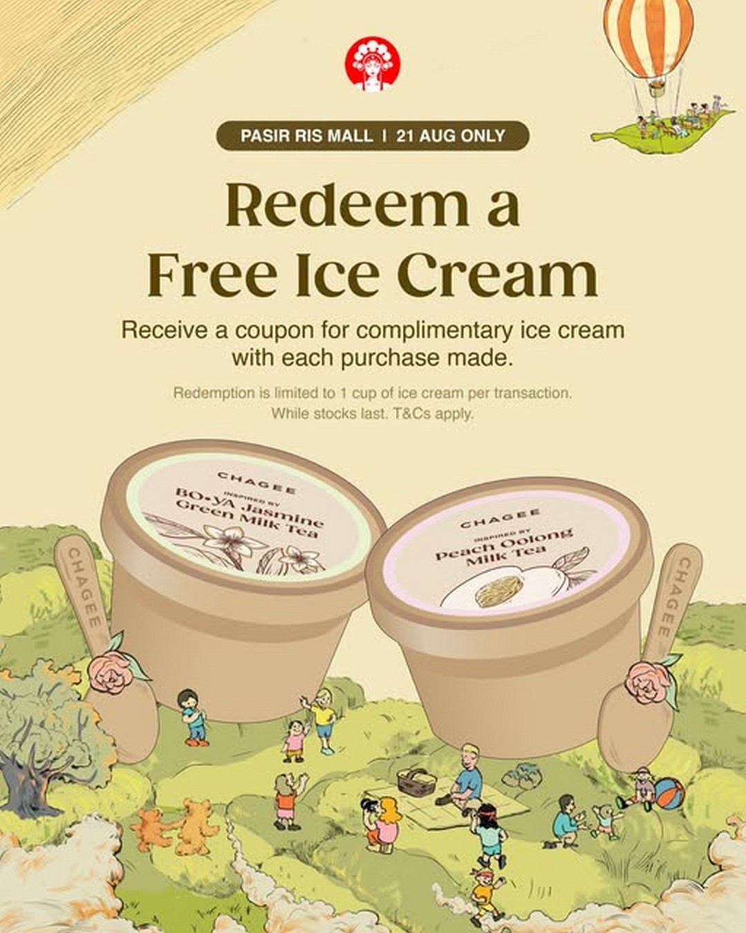 CHAGEE-Singapore-Complimentary-Ice-Cream 21 August 2026: CHAGEE Singapore: Complimentary Ice Cream with Purchase at Pasir Ris Mall Grand Opening Promotion