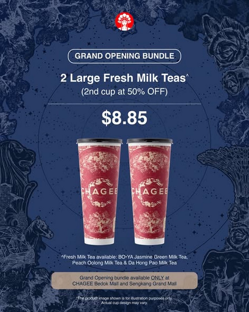 CHAGEE-Singapore-Grand-Opening-Promotion 7-8 August 2026: CHAGEE Singapore Grand Opening Promotion, Enjoy Fresh Milk Tea Bundle Deals and Tear & Win Rewards at Bedok Mall and Sengkang Grand Mall