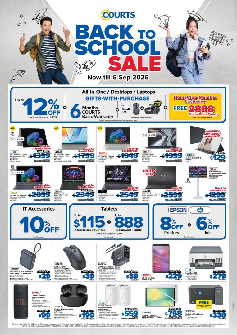 COURTS-Back-To-School-Sale-–-Up-to-12-OFF-IT-Essentials Now Till 6 September 2026: COURTS Back To School Sale – Up to 12% OFF IT Essentials + FREE Razer Bundle Worth $189