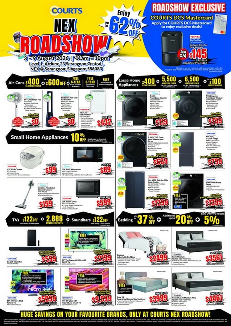 COURTS-NEX-Roadshow-Promotion-Enjoy-Up-To-62-Off 3-9 August 2026: COURTS NEX Roadshow Promotion, Enjoy Up To 62% Off Featured Brands With Exclusive Shopping Deals