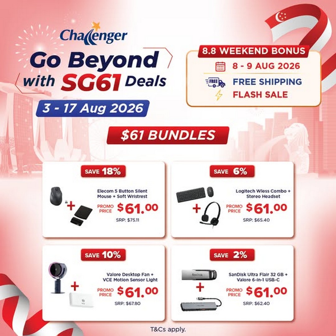 Challenger-Singapore-Go-Beyond-SG61-Online-Deals-2 3-17 August 2026: Challenger Singapore Go Beyond SG61 Online Deals Promotion: Enjoy Up To 61% Off, $61 Bundles, Exclusive Vouchers And 8.8 Weekend Bonus Deals