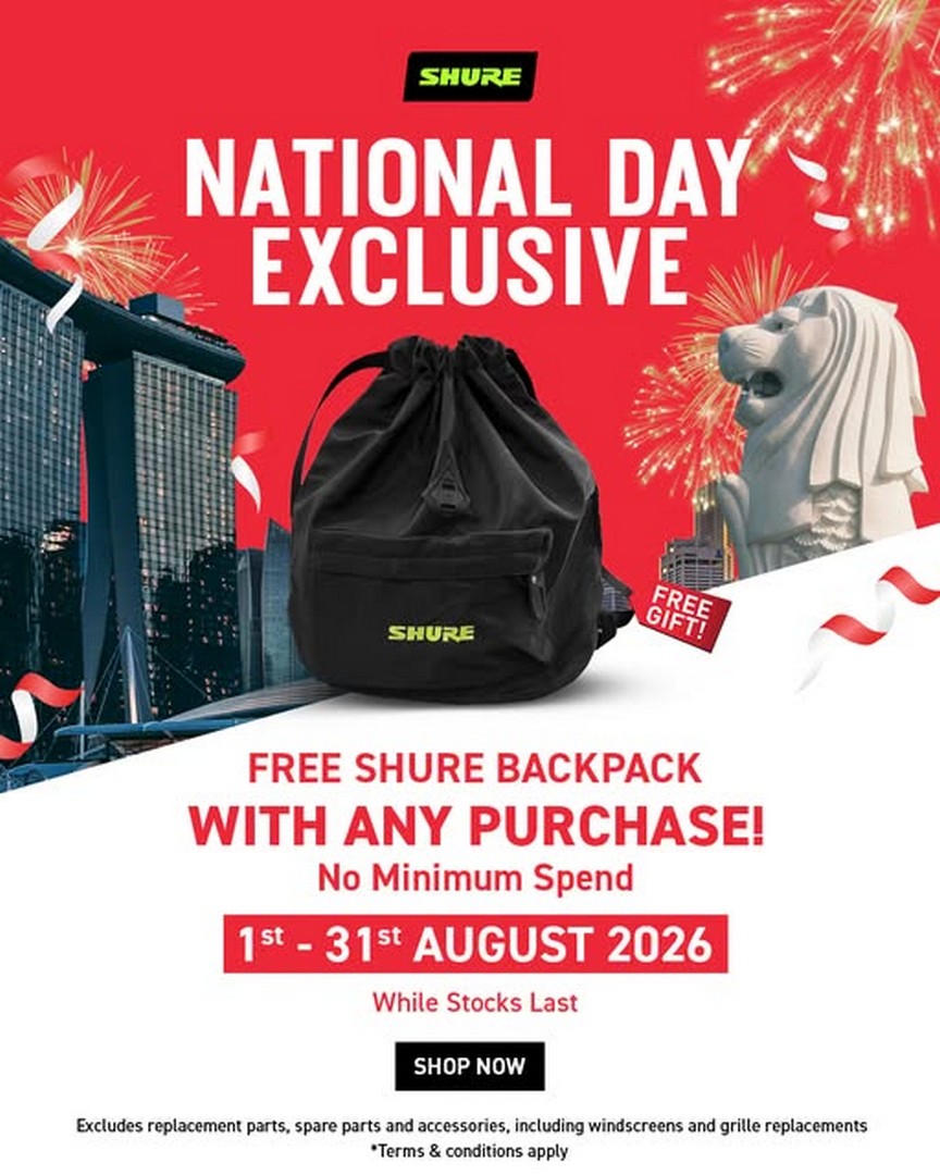 City-Music-Singapore-Shure-National-Day-Promotion 1-31 August 2026: City Music Singapore: Shure National Day Promotion With Free Shure Backpack Giveaway With Purchase