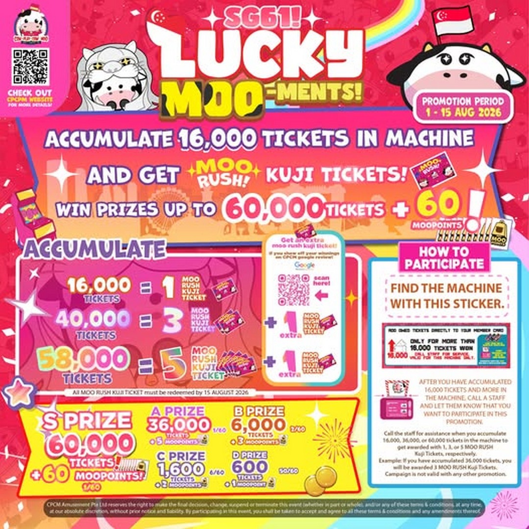 Cow-Play-Cow-Moo-SG61-Lucky-MOO-ments-Ticket-Kuji-Promotion 1-15 August 2026: Cow Play Cow Moo: SG61 Lucky MOO-ments Ticket Kuji Promotion With Up To 60,000 Tickets And Moopoints Prizes