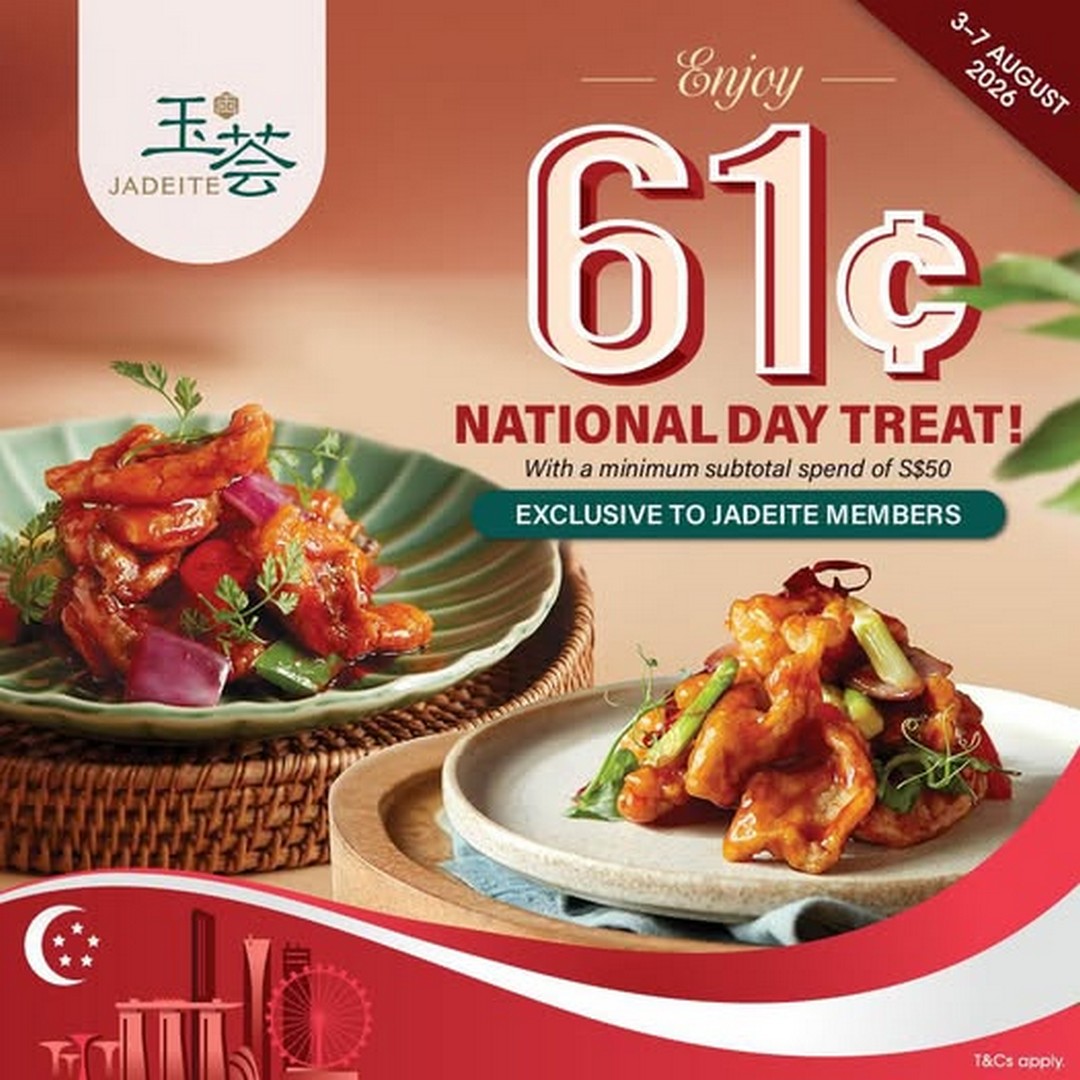 Crystal-Jade-Singapore-National-Day-Promotion 3-7 August 2026: Crystal Jade Singapore National Day Promotion: Enjoy Selected Side Dish at Only $0.61 with Minimum $50 Spend