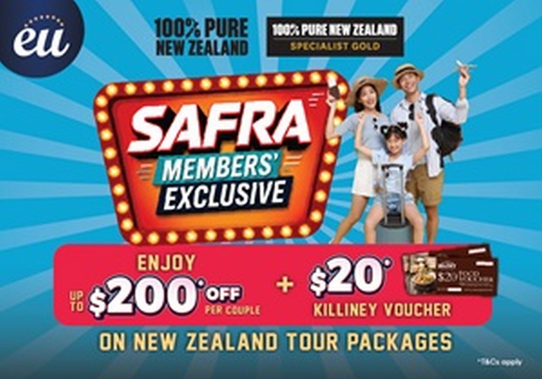EU-Holidays-Up-to-200-Off-New-Zealand-Tour-Packages 15 August-31 December 2026: EU Holidays: Up to $200 Off New Zealand Tour Packages for SAFRA Members Plus Free $20 Killiney Voucher Promotion