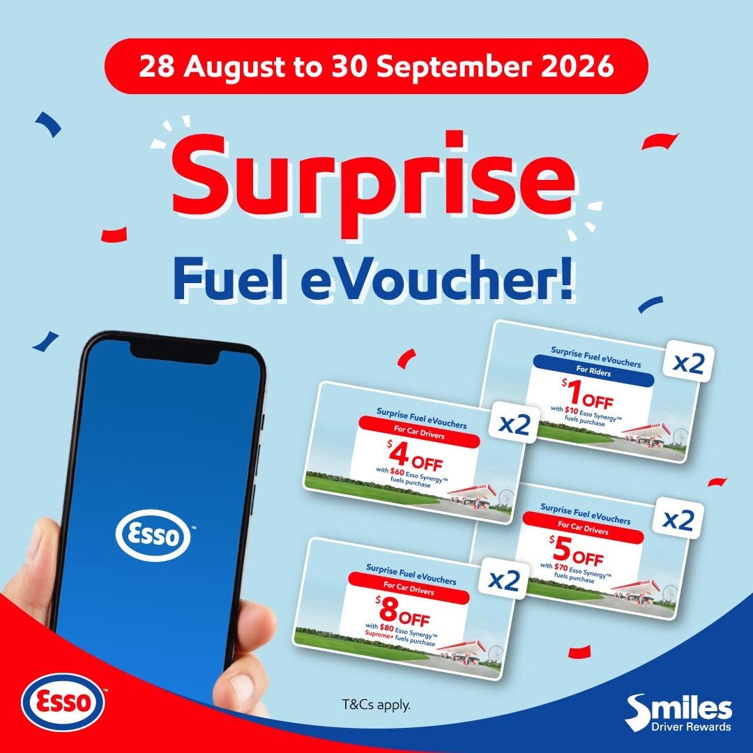 Esso-Singapore-Esso-Smiles-Surprise-eVoucher-Promotion 28 August-30 September 2026: Esso Singapore: Esso Smiles Surprise eVoucher Promotion with Up to $8 Off Fuel Purchases