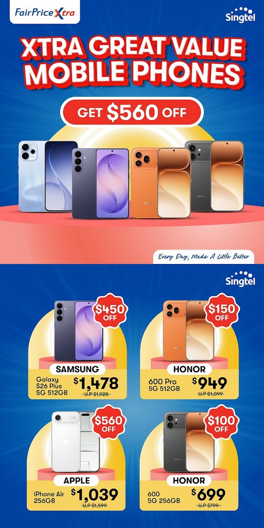 FairPrice-Xtra-Mobile-Phone-Sale-Promotion Now till 31 August 2026: FairPrice Xtra: Mobile Phone Sale Promotion With Up to $560 Savings on Selected Samsung, HONOR and iPhone Models