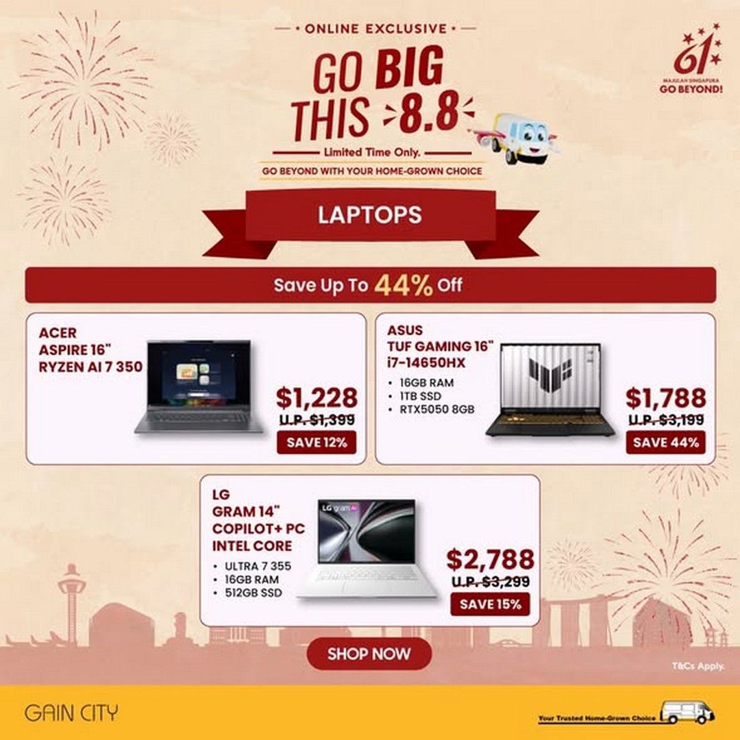 Gain-City-8.8-Sale-Promotion-With-Up-To-88-Off-2 3-9 August 2026: Gain City: 8.8 Sale Promotion With Up To 88% Off Online Exclusive Deals On Electronics And Home Appliances