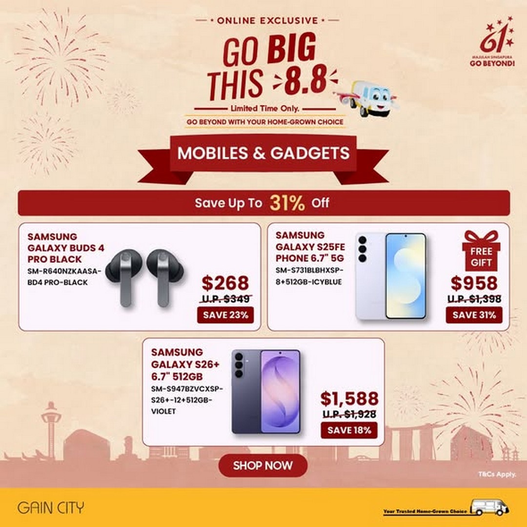 Gain-City-8.8-Sale-Promotion-With-Up-To-88-Off-3 3-9 August 2026: Gain City: 8.8 Sale Promotion With Up To 88% Off Online Exclusive Deals On Electronics And Home Appliances