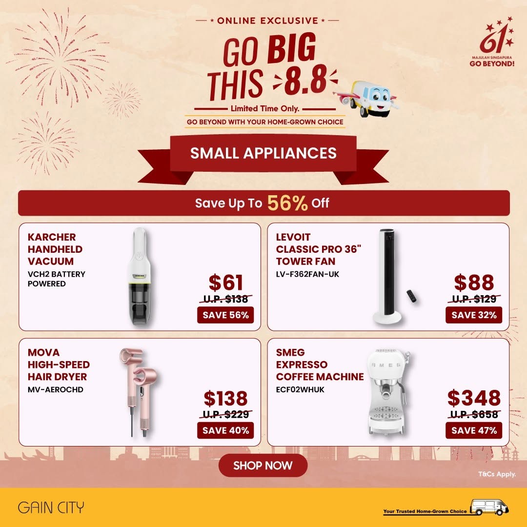 Gain-City-8.8-Sale-Promotion-With-Up-To-88-Off-4 3-9 August 2026: Gain City: 8.8 Sale Promotion With Up To 88% Off Online Exclusive Deals On Electronics And Home Appliances