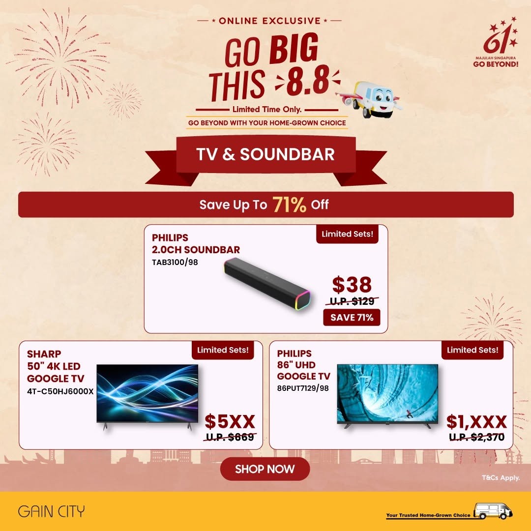 Gain-City-8.8-Sale-Promotion-With-Up-To-88-Off-5 3-9 August 2026: Gain City: 8.8 Sale Promotion With Up To 88% Off Online Exclusive Deals On Electronics And Home Appliances