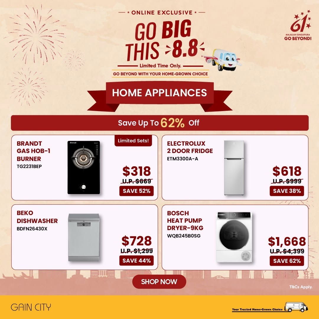 Gain-City-8.8-Sale-Promotion-With-Up-To-88-Off-7 3-9 August 2026: Gain City: 8.8 Sale Promotion With Up To 88% Off Online Exclusive Deals On Electronics And Home Appliances