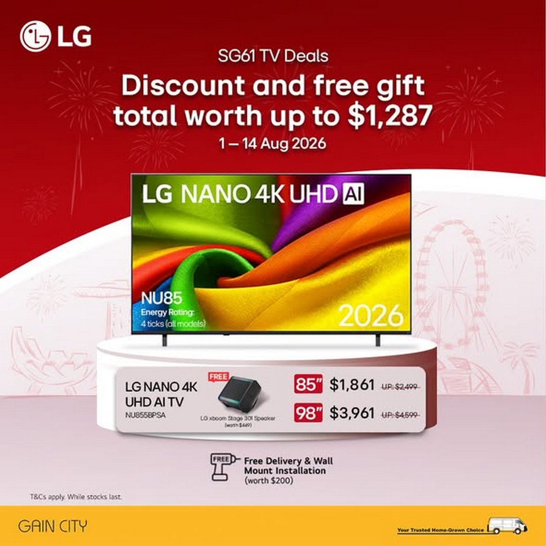 Gain-City-SG61-LG-TV-Promotion-–-Save-More-with-Discounts-1 Now till 14 August 2026: Gain City SG61 LG TV Promotion – Save More with Discounts and Free Gifts Worth Up to $1,388