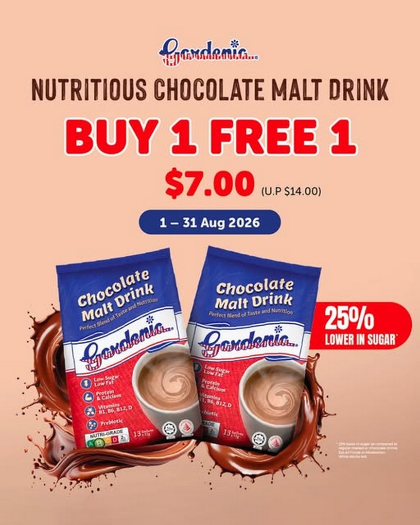 Gardenia-Singapore-Chocolate-Malt-Drink-Promotion Now Till 31 August 2026: Gardenia Singapore Chocolate Malt Drink Promotion: Buy 1 Get 1 Free Chocolatey Beverage Deal at Selected Outlets