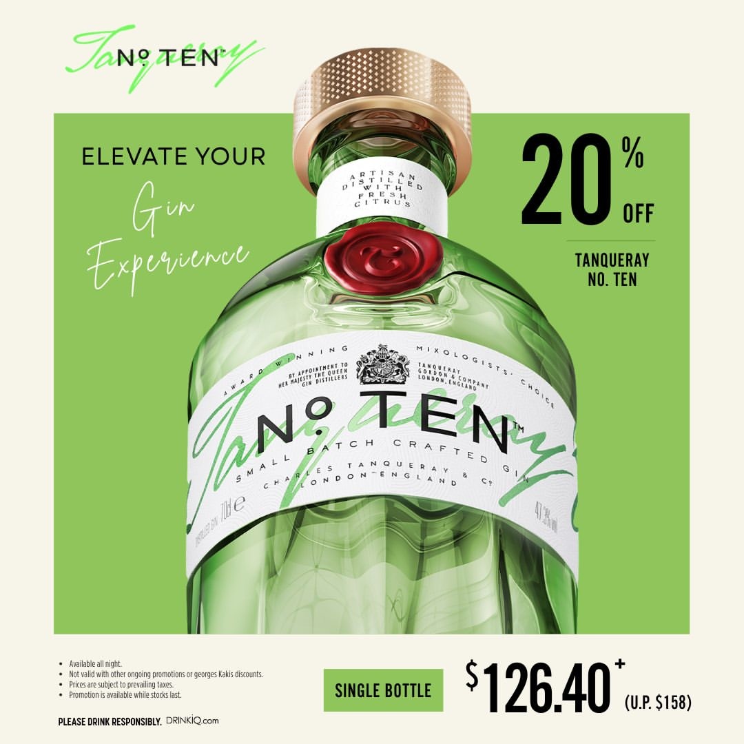 Georges-20-OFF-Tanqueray-No.-TEN-Gin-Promotion 20-31 August 2026: Georges: 20% OFF Tanqueray No. TEN Gin Promotion at Selected Singapore Outlets
