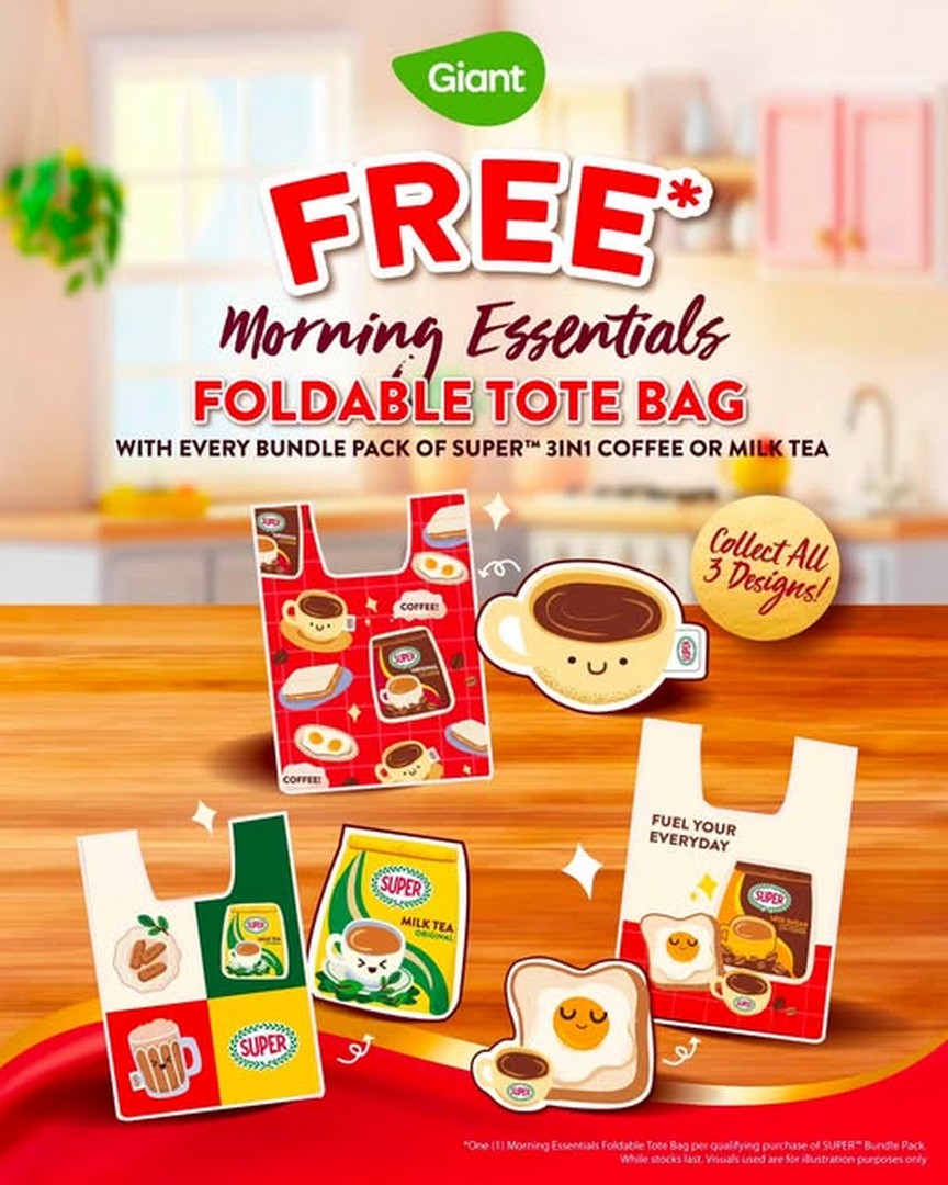 Giant-Singapore-Promotion-for-FREE-Morning-Essentials 6 August 2026 onwards: Giant Singapore: Promotion for FREE Morning Essentials Tote Bag with SUPER 3-in-1 Coffee or Milk Tea Bundle Purchase