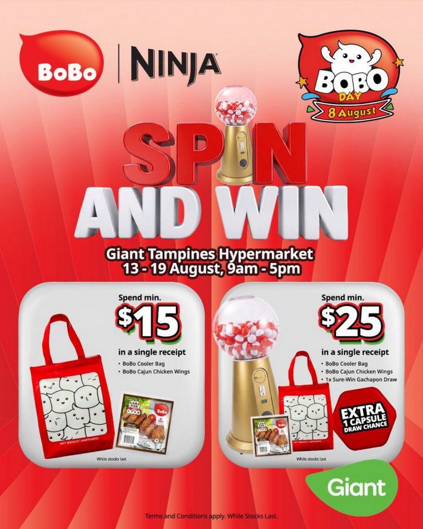 Giant-Tampines-Hypermarket-BoBo-Spin-Win-Sure-Win-Gachapon 13-19 August 2026: Giant Tampines Hypermarket: BoBo Spin & Win Sure-Win Gachapon with Free Cooler Bag, Cajun Chicken Wings and Exciting Prizes: Promotion