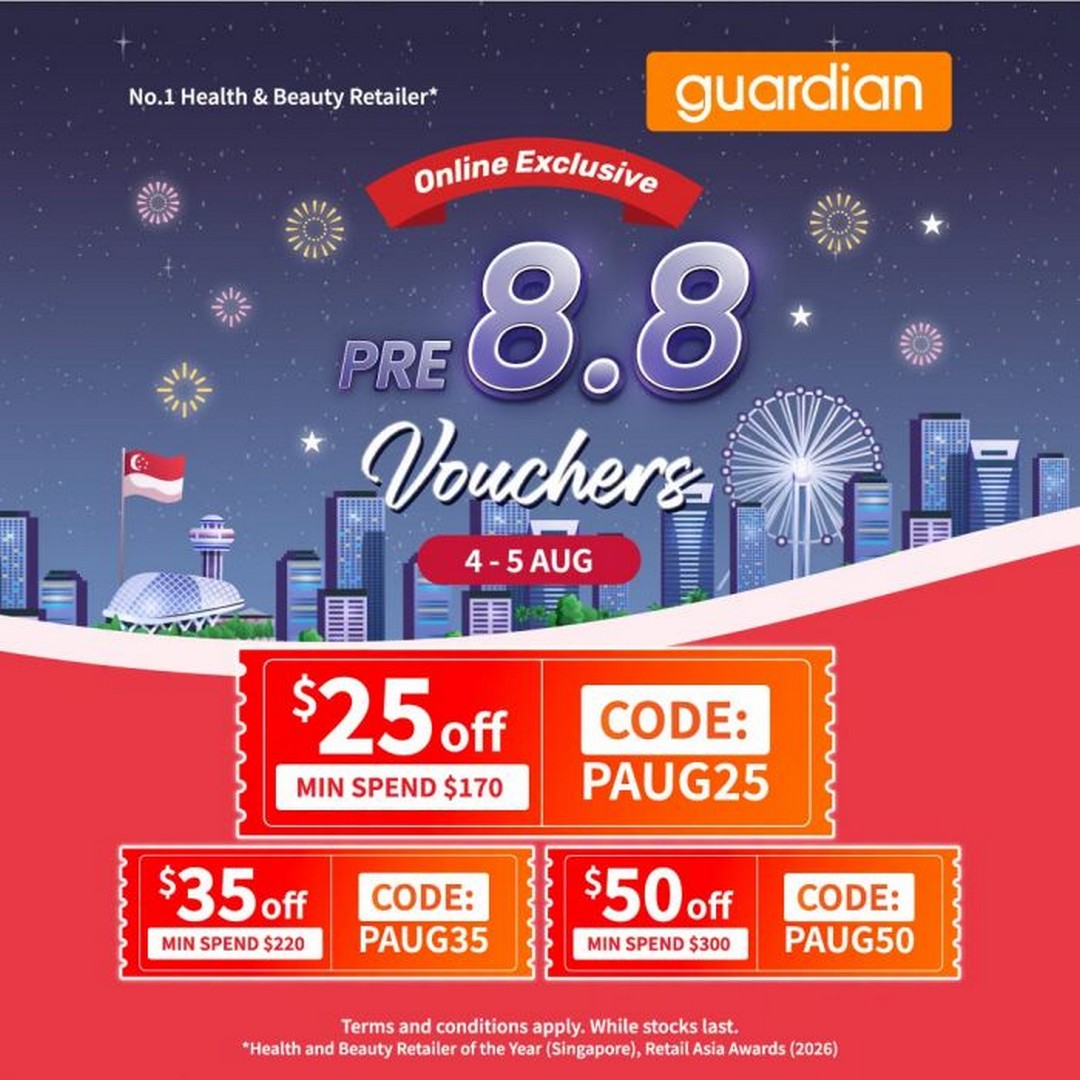 Guardian-Singapore-Pre-8.8-Online-Exclusive-Promotion 4-5 August 2026: Guardian Singapore: Pre 8.8 Online Exclusive Promotion With Up To $50 OFF Health, Beauty And Personal Care Essentials