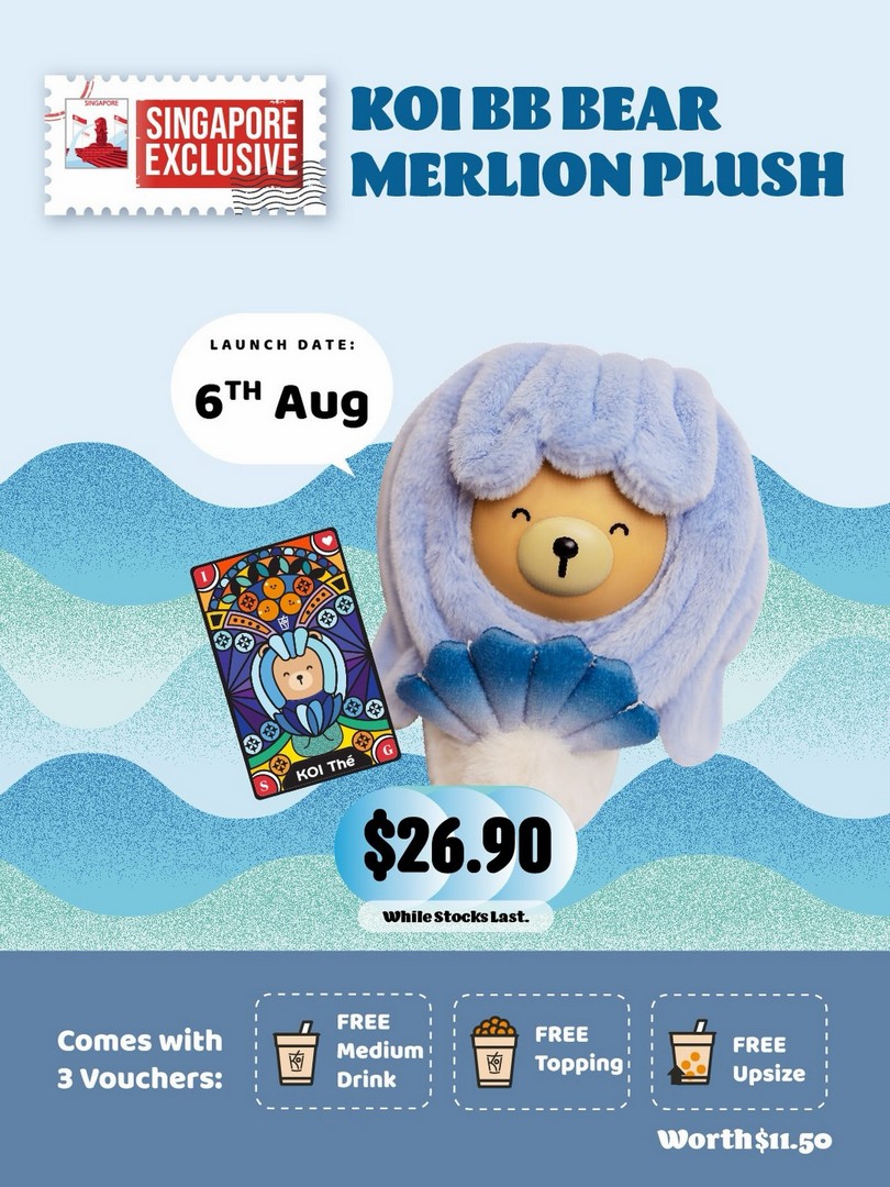KOI-The-Singapore-SG61-Special-Merlion-Plush-Voucher-Bundle-Promotion 6 August 2026 onwards: KOI Thé Singapore SG61 Special Merlion Plush Voucher Bundle Promotion For National Day Collectors