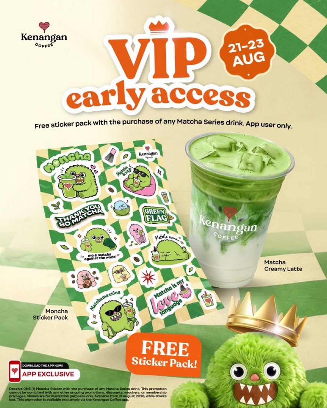 Kenangan-Coffee-Singapore-Free-Moncha-Sticker-Pack 21-23 August 2026: Kenangan Coffee Singapore: Free Moncha Sticker Pack with Matcha Series Drinks – VIP Early Access Promotion