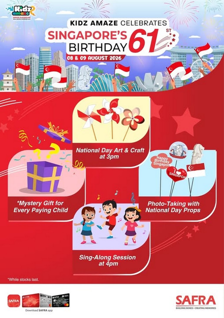 Kidz-Amaze-Indoor-Playground-SG61-Promotion 8-9 August 2026: Kidz Amaze Indoor Playground SG61 Promotion: Enjoy Festive Kids Activities, Mystery Gifts and Family Fun Event at SAFRA Outlets