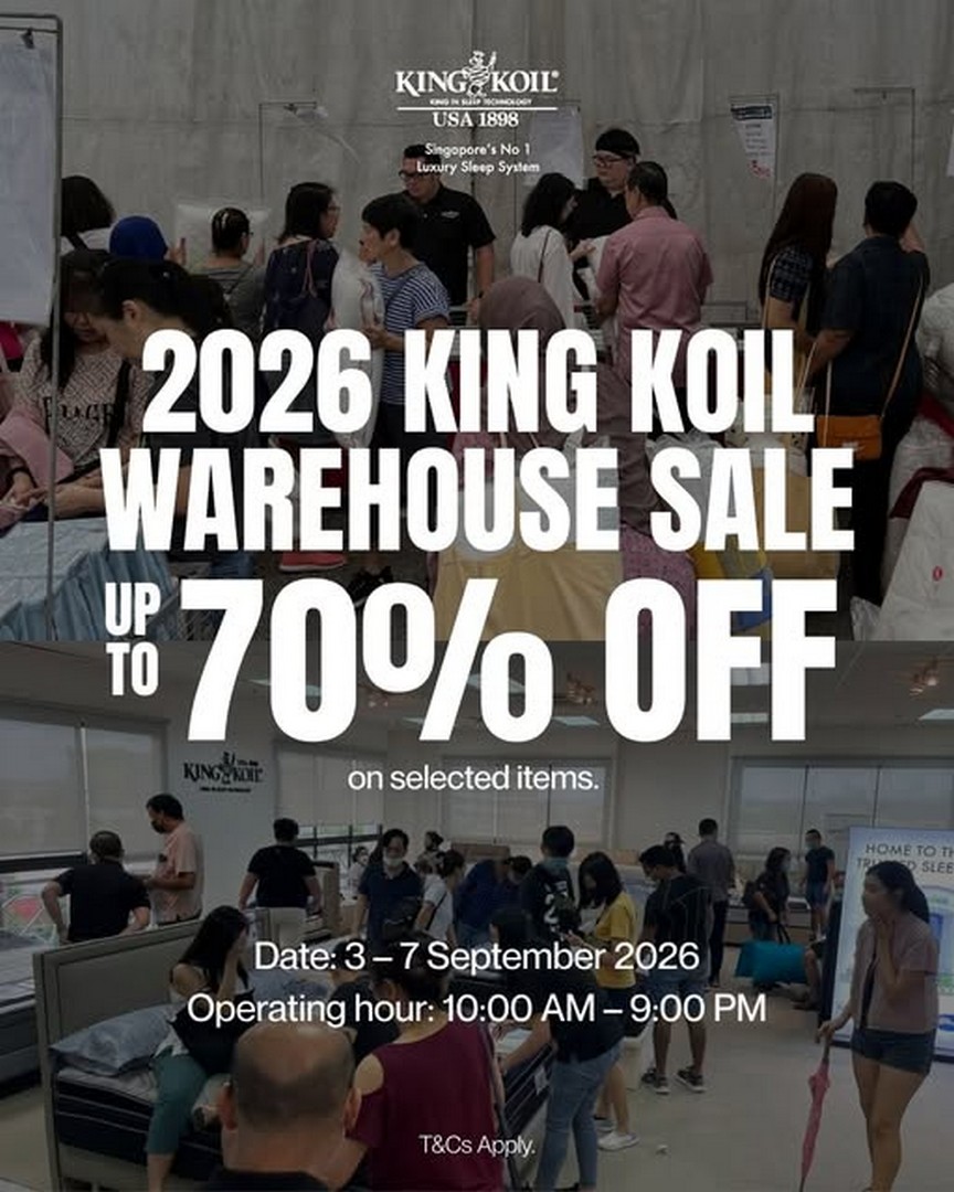 King-Koil-Singapore-Annual-Warehouse-Sale-Up-to-70-OFF 3-7 September 2026: King Koil Singapore: Annual Warehouse Sale Up to 70% OFF Selected Items: Sale