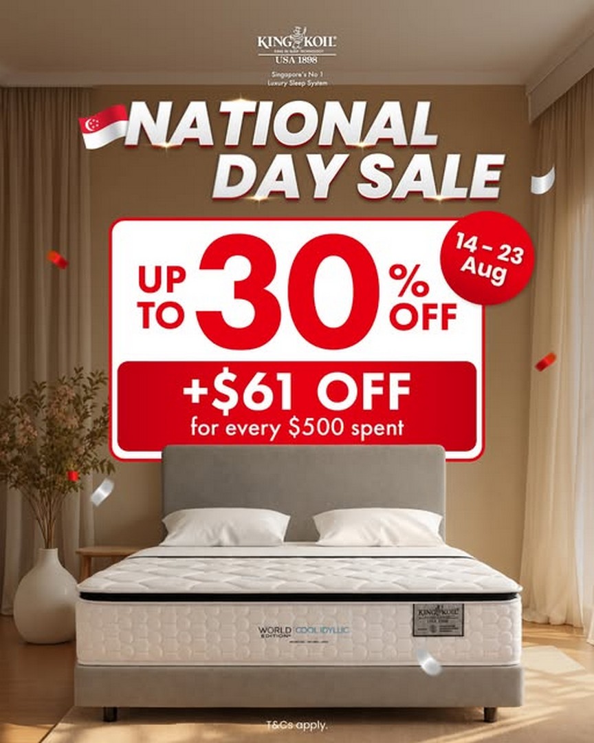 King-Koil-Singapore-National-Day-Sale-with-Up-to-30-Off 14-23 August 2026: King Koil Singapore: National Day Sale with Up to 30% Off Storewide and Extra $61 Off
