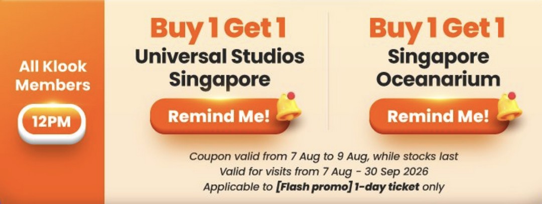 Klook-Double-Down-This-8.8-Buy-1-Get-1-Free-Promotion-1 7-8 August 2026: Klook Double Down This 8.8 Buy 1 Get 1 Free Promotion – Universal Studios Singapore & Singapore Oceanarium Flash Ticket Deals