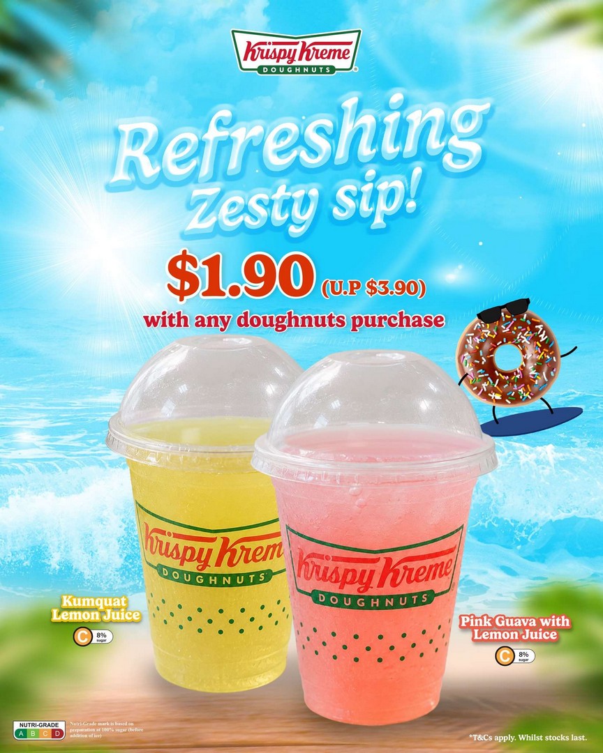 Krispy-Kreme-Singapore-Promotion-Enjoy-Kumquat-Lemon-Juice 6-31 August 2026: Krispy Kreme Singapore Promotion, Enjoy Kumquat Lemon Juice or Pink Guava Lemon Juice at $1.90 with Doughnut Purchase