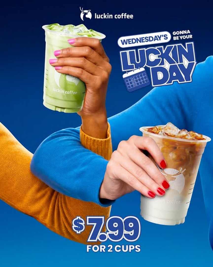 Luckin-Coffee-Singapore-Promotion 5 August 2026 onwards: Luckin Coffee Singapore: Promotion - LUCKIN DAY 2 Cups for $7.99 Coffee Deal Every Wednesday
