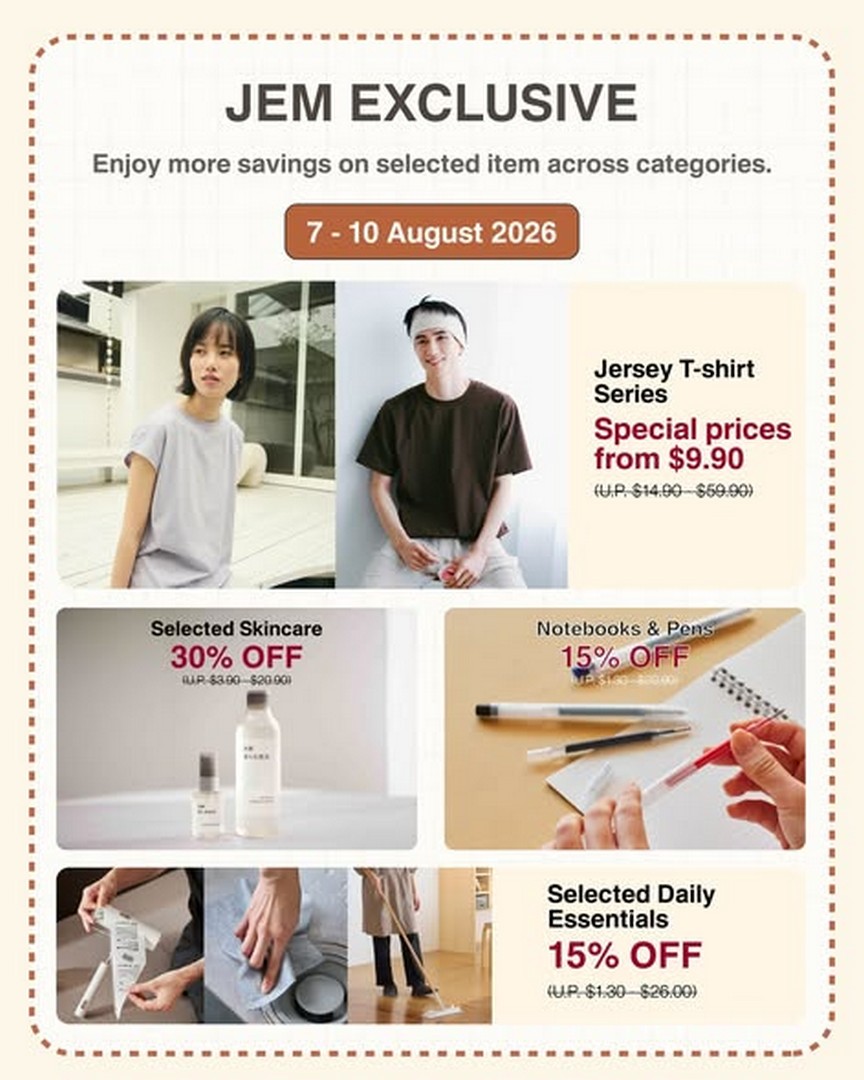 MUJI-Singapore-MUJI-JEM-Reopening-Promotion-With-Exclusive-Gifts-2 7-10 August 2026: MUJI Singapore: MUJI JEM Reopening Promotion With Exclusive Gifts, Vouchers And 4-Day Opening Specials