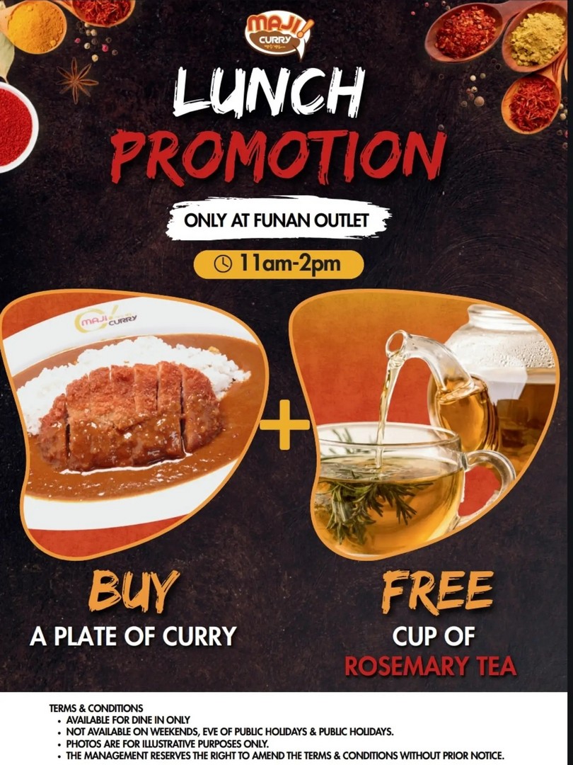 Maji-Curry-Free-Rosemary-Tea-with-Every-Curry-Lunch 18 August 2026 onwards: Maji Curry: Free Rosemary Tea with Every Curry Lunch Order at Funan: Lunch Promotion