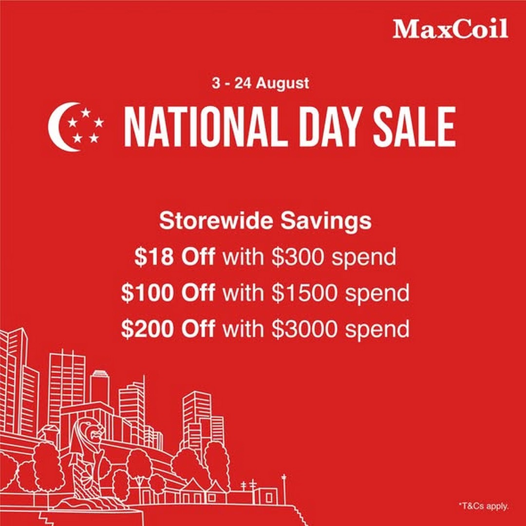 MaxCoil-Singapore-National-Day-Sale-1 3-24 August 2026: MaxCoil Singapore: National Day Sale with Pillow, Bedlinen and Storewide Savings